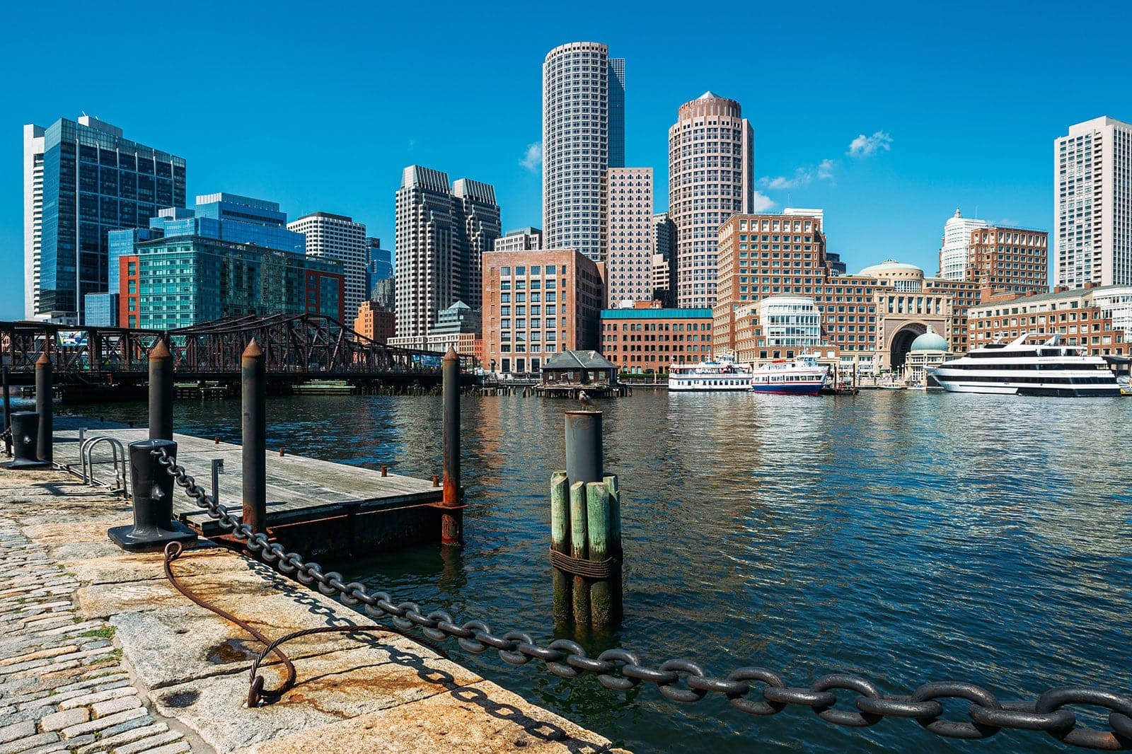 Boston skyline beside the harbor
